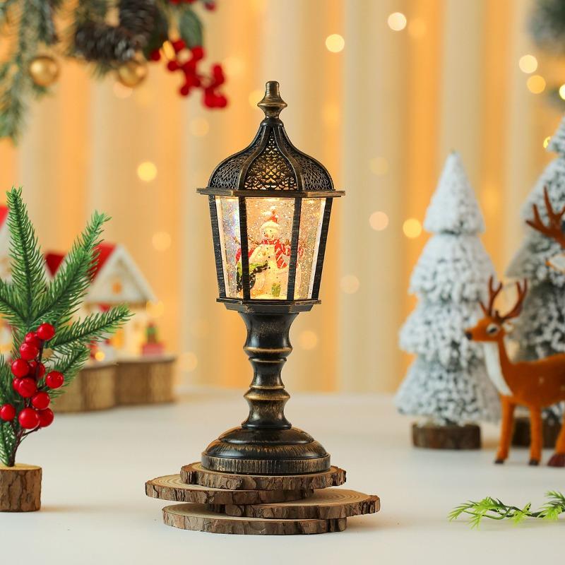 Christmas Resin Water-filled Luminous Display USB with Music, Snowflakes, Old Man, Christmas Tree Light Display, Christmas Gift
