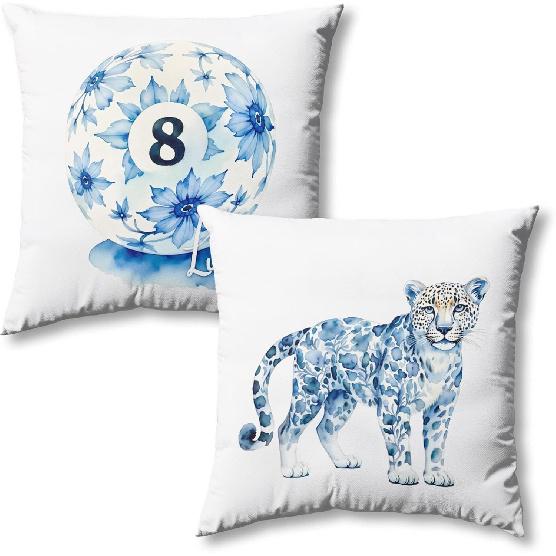 Trendy Funky Cheetah Pink Y2K Luck 8 Ball Pillow Covers 18x18 Set of 2,Pink Leopard Decorative Pillowcases,Cheetah Throw Pillow Covers for Couch Sofa