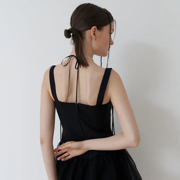 Black Ribbon Pearl Necklace