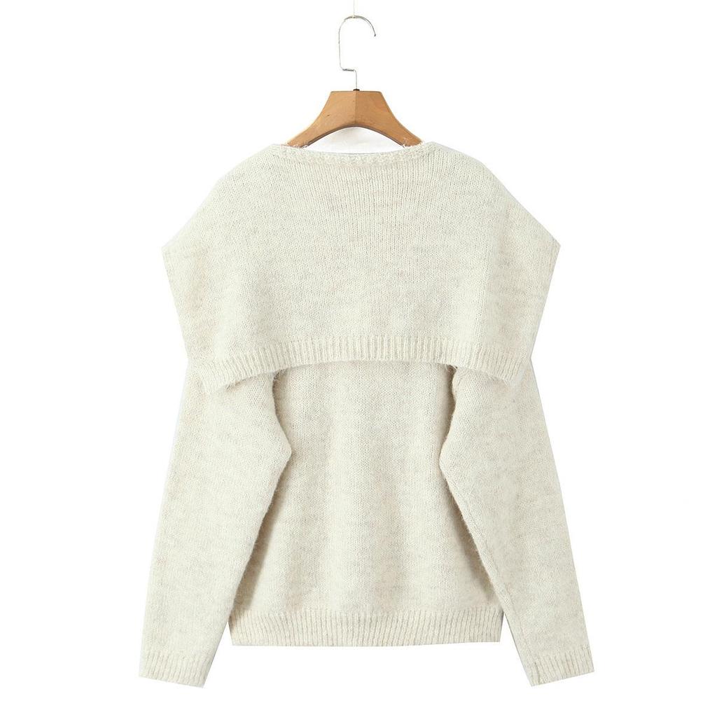 French Autumn Gentle Style Soft Knitwear Pullover and Shawl Two-Piece Set Sweater Top