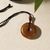 Jujube Wood Unisex Peace Pendant Necklace - Retro Chinese Style
