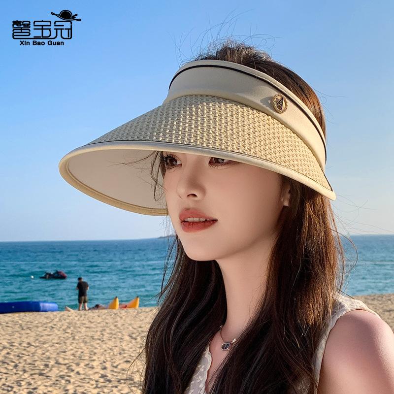 New summer visor children's fashionable versatile sunscreen hat outdoor cycling big eaves show face small empty top hat