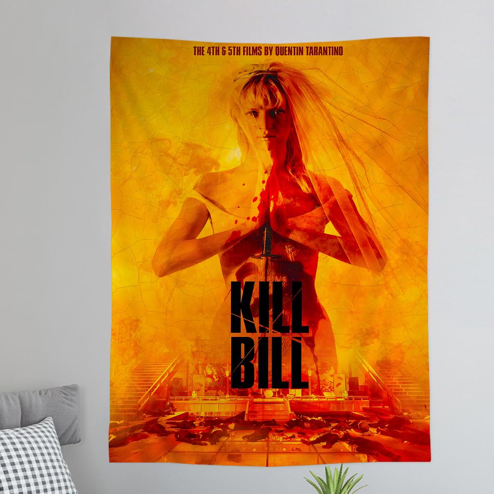 Classic Movie KKill BBill Anime Tapestry Hanging Tarot Hippie Wall Rugs Dorm Wall Hanging Sheets