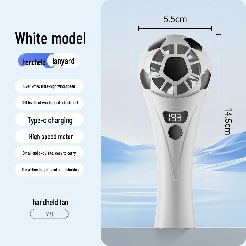 World Cup Mini Handheld Fan: Portable Digital Display, High-Speed Cooling, Folding Design Y8 Football Fan