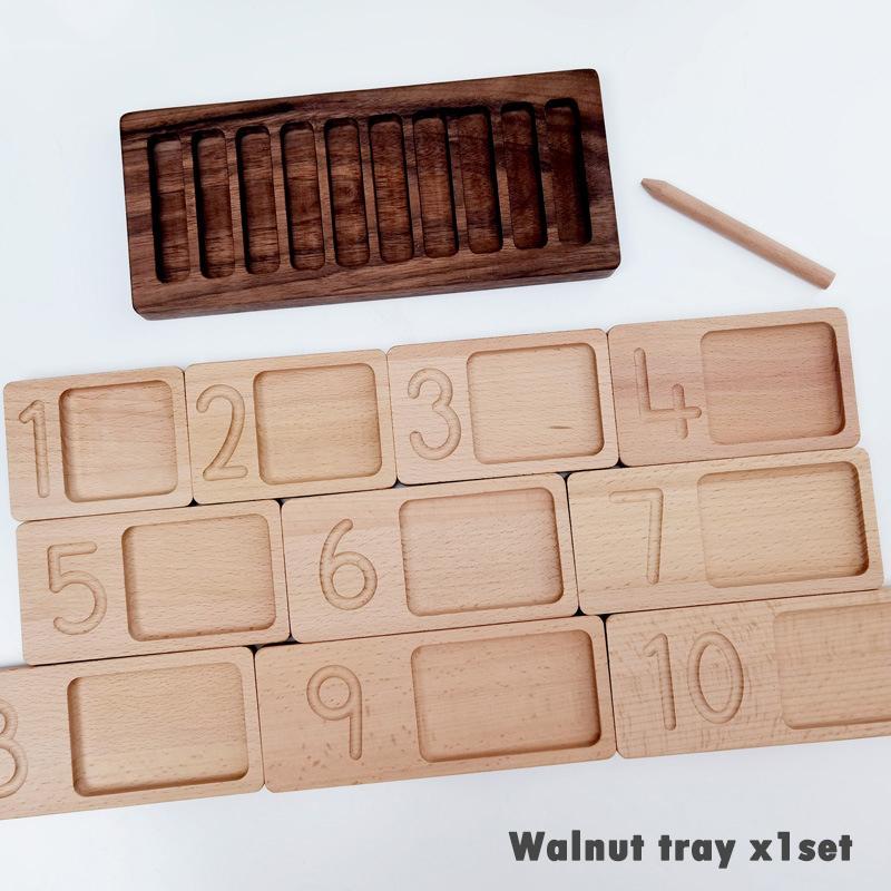 Wooden Montessori Materials Open Ended Learning Toys Number Sorter Tray Sensory Counting Tracing Board Math Beads Game For Kids