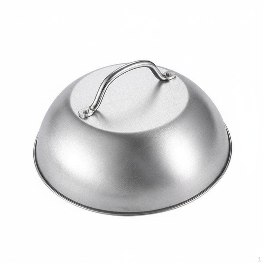 9 Inch Stainless Steel Dome DustResistant Round Basting Cover AntiScald Handle Burger
