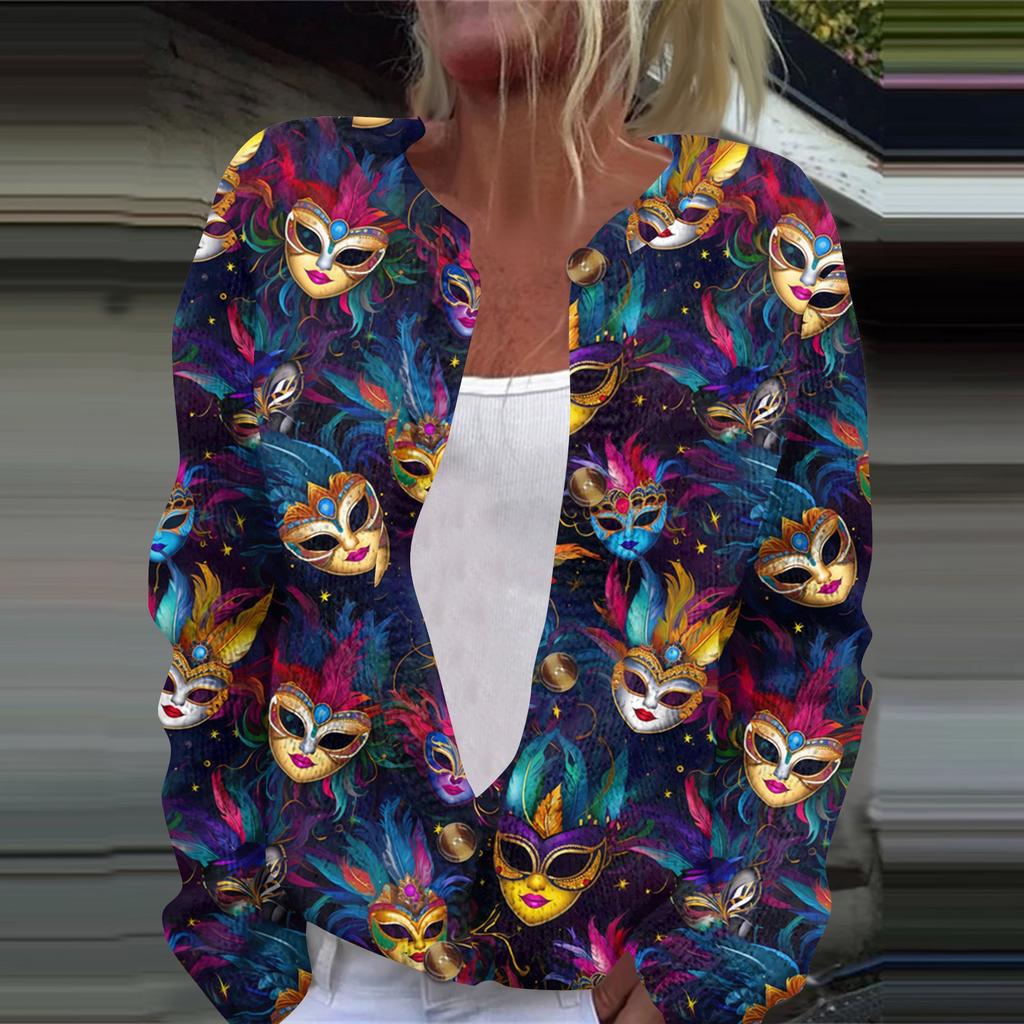 Dámská módní pletená svetrová bunda s dlouhým rukávem a zapínáním na knoflíky