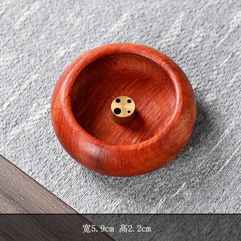 Wooden Mini Incense Holder Bowl Type Rosewood Incense Burner Stick Holder 4 Holes Smell Aromatic Bowl Shape Censer
