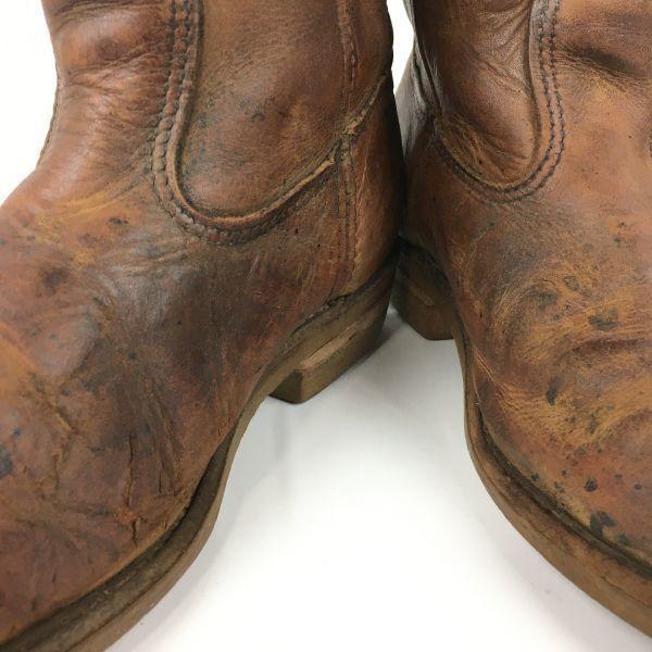Vintage RED WING Arbeits-/Pecos-Stiefel aus der Zeit vor den 1980er Jahren Größe 8E (Ca.. 26,0 cm) Dunkelbraunes Fahrrad/Stiefel(GEBRAUCHT)