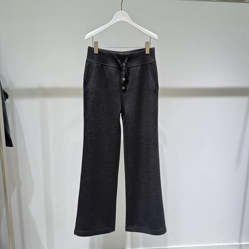 

2025 Autumn/Winter Women s Slim High-Waisted Fleece-Lined Lulu God Long Pants Small темно-серого