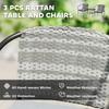 3 Pieces Rattan Bistro Set with Cushions, Wicker Garden Furniture Set, Glass Top Coffee Table and Chairs for Outdoor Patio, Balcony