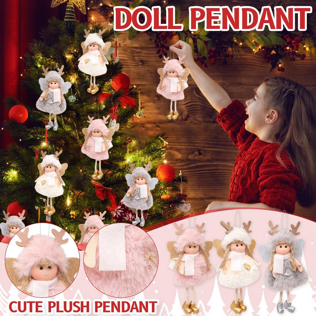 Weihnachtsschmuck Anhänger Weihnachten Niedliche Hirschgeweih Plüsch Feder Engel Weihnachtsbaum Kreative Anhänger