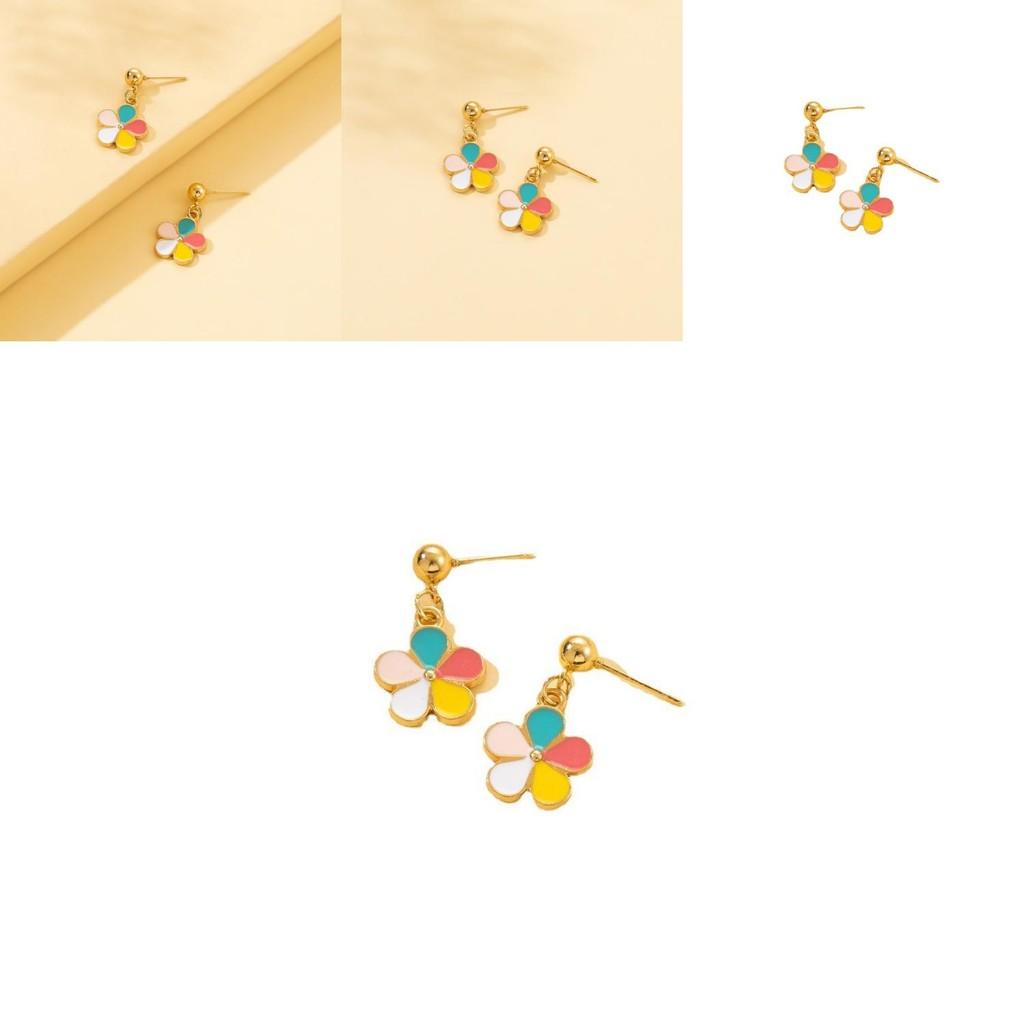 Trendy Colorful Floral Earrings Simple Alloy Design Stylish Street Fashion