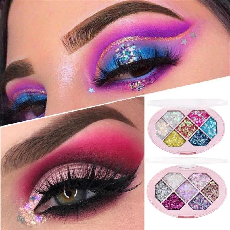 7-Color Sequins Eyeshadow Palette Long Lasting Waterproof Smudge-Proof Glitter Eye Shadow