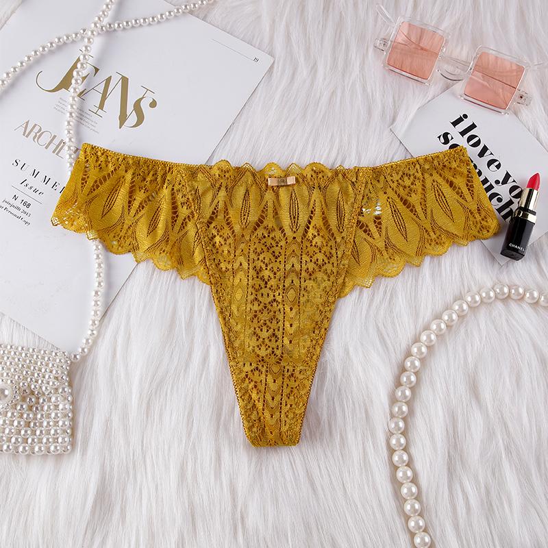 Damen Strings Unterwäsche Weibliche Intimwäsche T-Back G-String Sexy Transparent Spitze Low-Rise Slips Dessous Für Frau