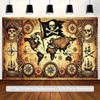 Vintage Pirate World Map Tapestry - Skull & Compass Wall Hanging Decor