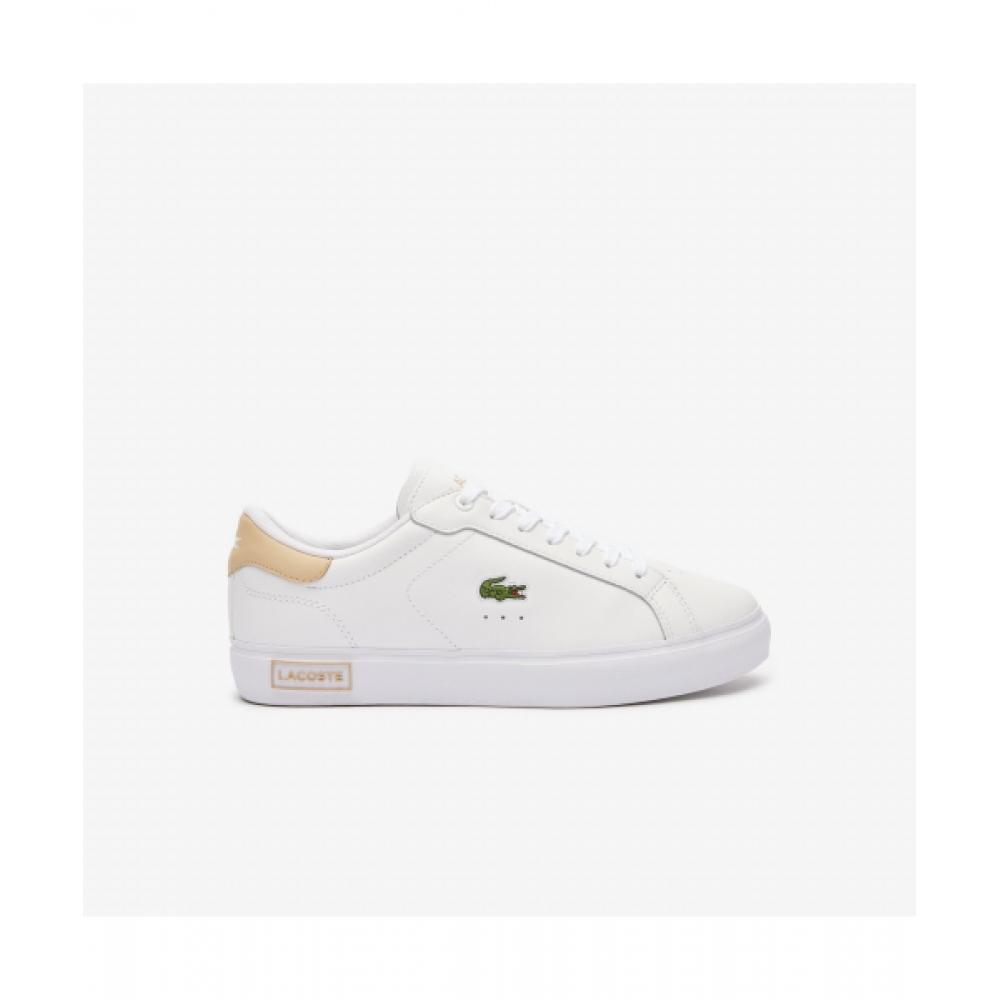 

LACOSTE Women s Powercourt Powercourt Logo Tongue Leather Sneakers [White]