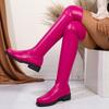 Dámské kozačky na silném podpatku Zimní Nové Kulatá špička Rukáv Silná podrážka Protiskluzové Nošení Nad koleno