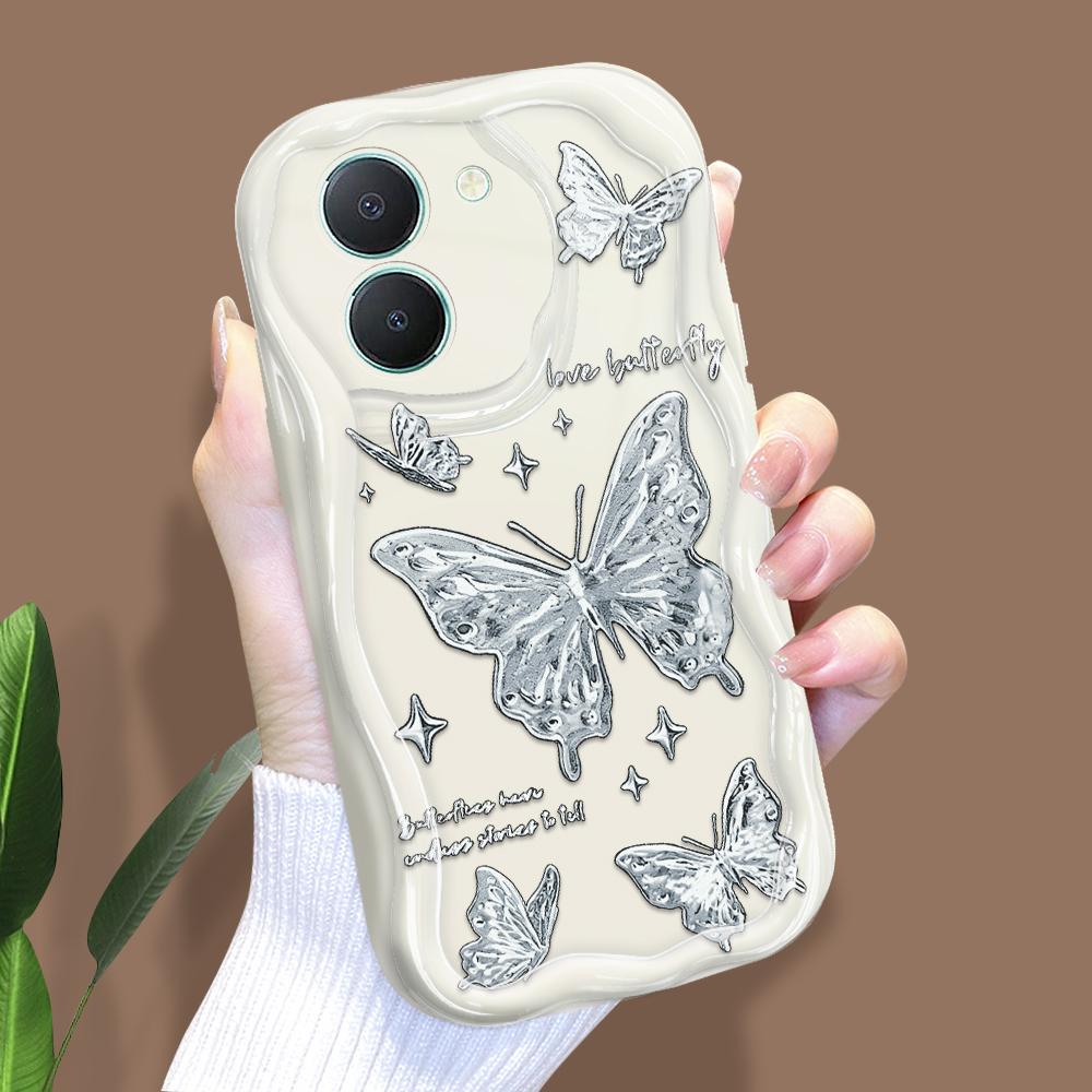 Cute Cartoon Pattern Cream Texture Casing Wavy Edge Soft Silicone Cover Phone Case for Vivo