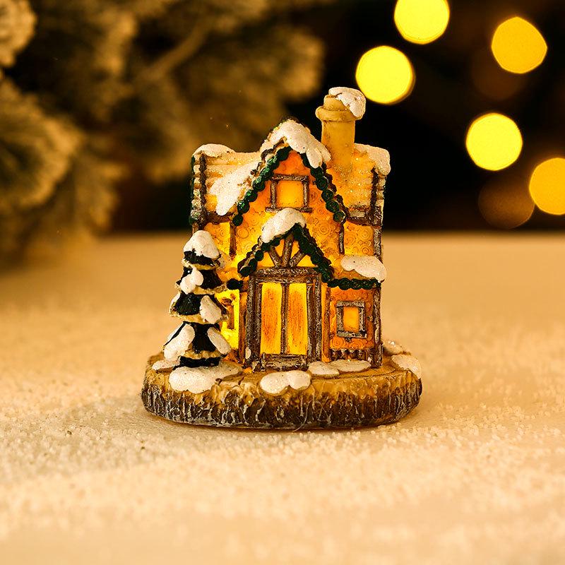 Resin Luminous Christmas House Ornament 5.5x5x7.5cm