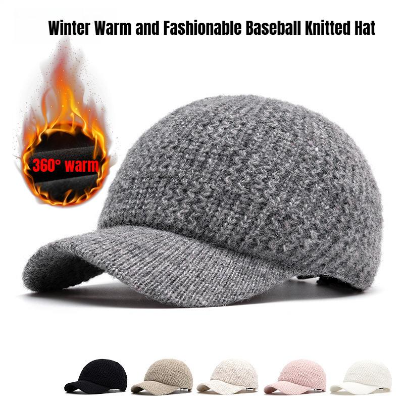 Warme Strick-Baseballkappen für Damen, Stilvolle Vielseitige Fischerkappen mit kurzem Schirm, Faltbares Design für Alle Jahreszeiten Gestreift