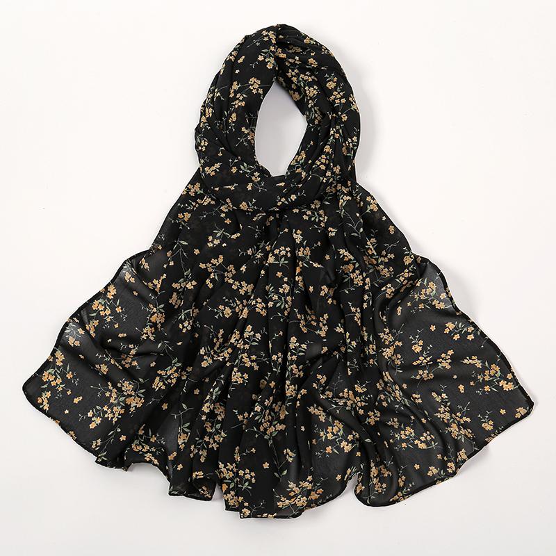 Modischer Blumenmuster Chiffon Schal Für Muslimische Frauen Chiffon Hijab Mode Damen Elegante Lange Schals Wickeltücher Fabrik