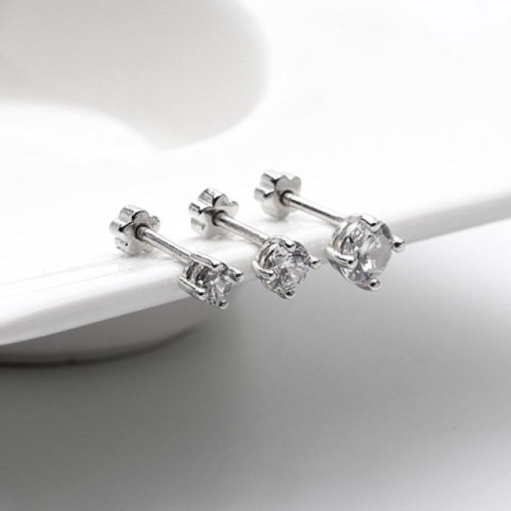 [Aslit] Full Silver Basic Cubic Zirconia Piercing_Unplated