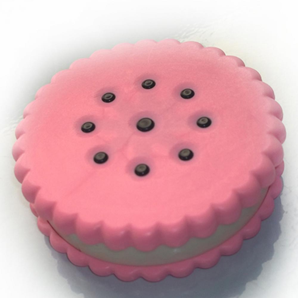 

Cute Cookie Shaped Contact Lens Case with Mirror Portable Travel Container Kit Mini Storage Box with Tweezers Bottle Stick рожевий