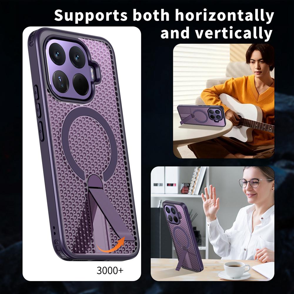 KEYSION Hollow Heat Dissipation Magnetic Case for Xiaomi 17T Pro 5G Cooling Hide Stand Shockproof Phone Cover for Xiaomi 17T 5G