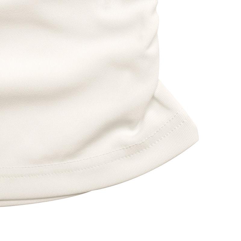 European and American 2025 Spring/Autumn Light Luxury Slim Fit Shirred Neck Tie-up T-shirt