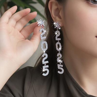 Pendientes colgantes Bling 2025: diamantes de imitación brillantes, postes de acero inoxidable, perfectos para Año Nuevo y fiestas