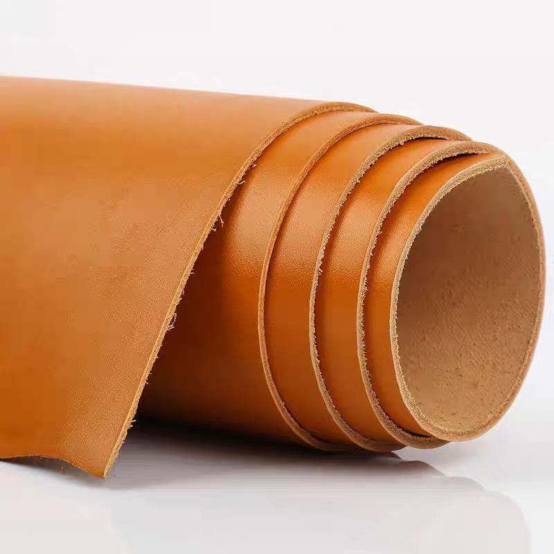 Vegetable tanned leather, genuine leather, top layer cowhide, tree cream leather, DIY handmade leather, honey colored, stiff veg