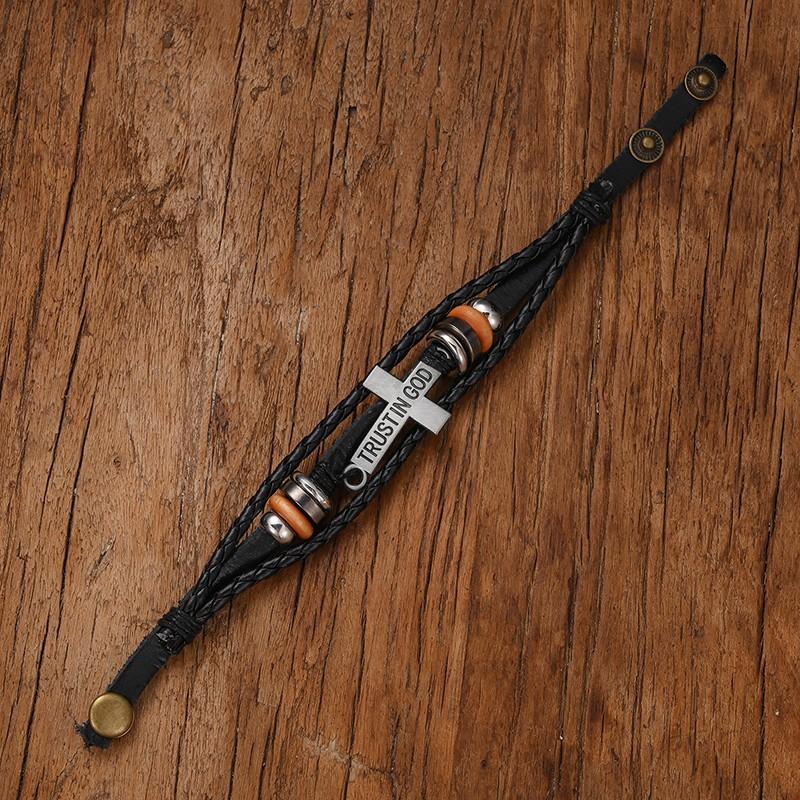 Fashion Popular Simple Handmade Multi-layer Bracelet Cross Sex Men's Bracelet Adornment Holiday Gift