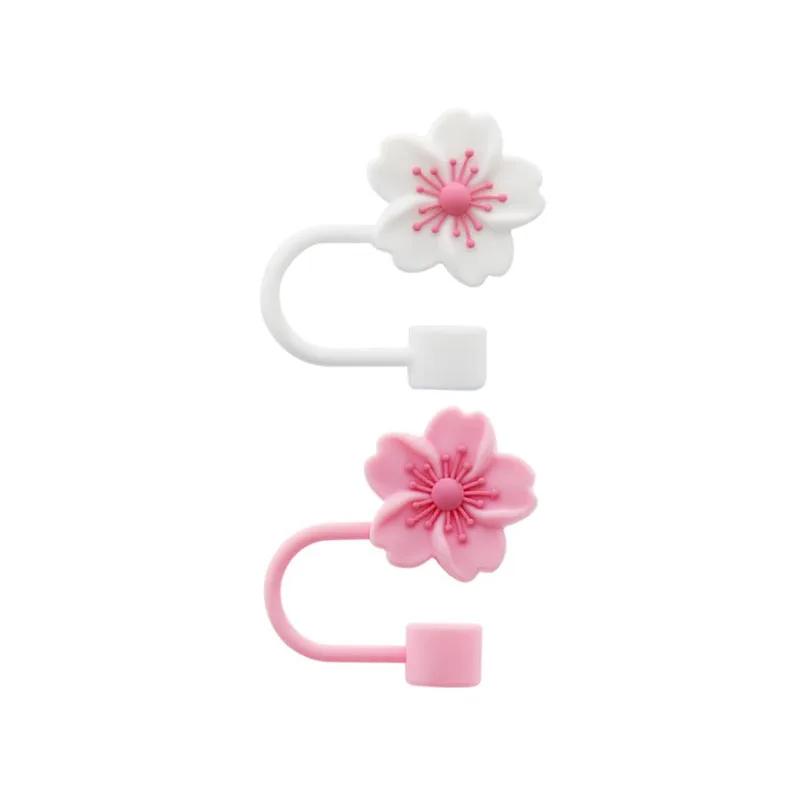 2pcs Straw Cover Cap for Stanley Cup Accessories,Lids Flowers Tip Covers Silicone Straw Topper 10mm Reusable Straw Tips