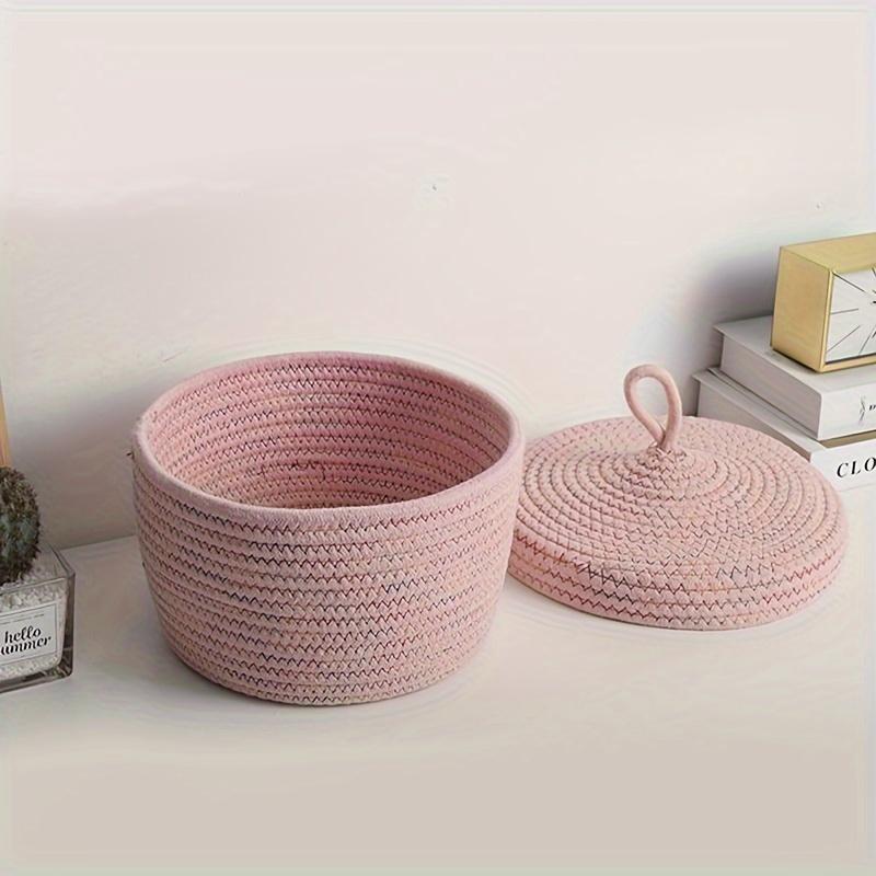 1 Pc Desktop Storage Basket Woven Eco-friendly for Remote Control Keys Cosmetics Snacks with Lid