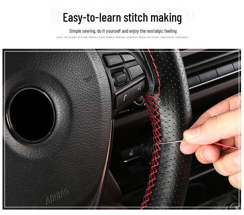 Genuine Cowhide Leather Steering Wheel Cover, Universal Hand-Sewn Design, All-Season Use, New Style