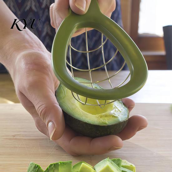Safe Vegetable Chopper for Elderly Multifunctional Avocado Slicer, Quick Pitter Cutter Tool Kiwi, 3 Kitchen Gadget in 1 Fruit Slicer Divider,