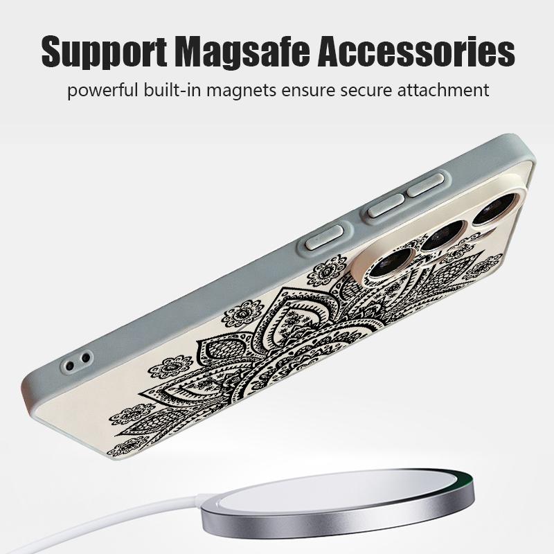 Retro Mandala Flower Pattern Case For Samsung S26 Edge S25 FE S24 Plus S23 S22 Ultra A15 A16 A17 A35 A36 A37 A54 A55 A56 A57 5G Magnetic Matte Cover