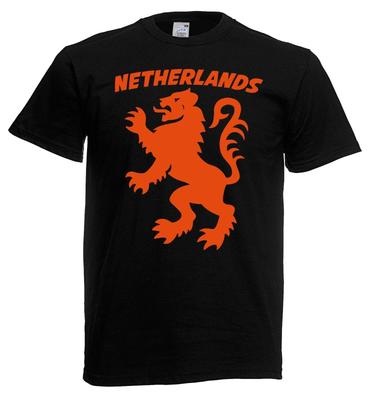 Mens Netherlands Lion Dutch Flag Holland Sports Supporter Unisex Black 100% Cotton T-shirt Mens Tees Top