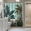 1pc Tropical Rainforest Forest Banana Leaf Palm Leaf Plant And Butterfly Print Shower Curtain Partition Curtain