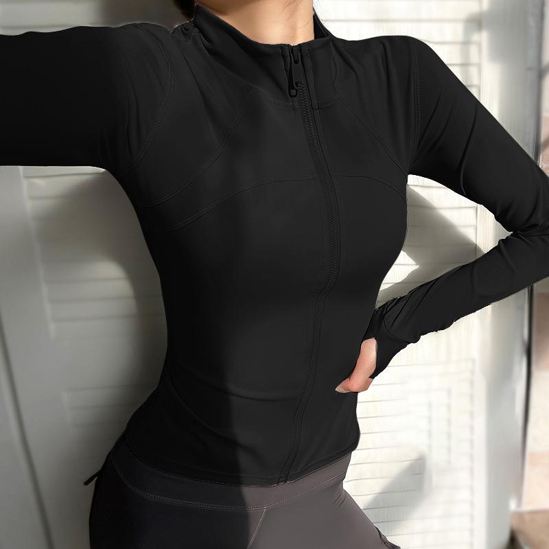 Grinding yoga clothes, high-end jackets, women's new sports running tops, stand-up collar, tight and thin zipper fitness clothes