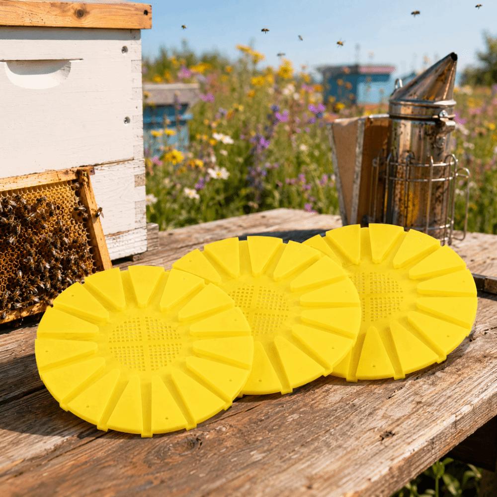 3Pcs 16 Passage Bee Escape Disc Yellow ABS Beehive Exit Disc Durable Lightweight Anti-Running Tool Beehive Ventilation