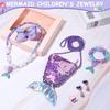 Mermaid Necklace Bracelet Jewellery for Kids Girls Set, Pearl Beads Necklace/Bracelet, Ring Combo Kit for Party Costume Jewelry Supplies Gift