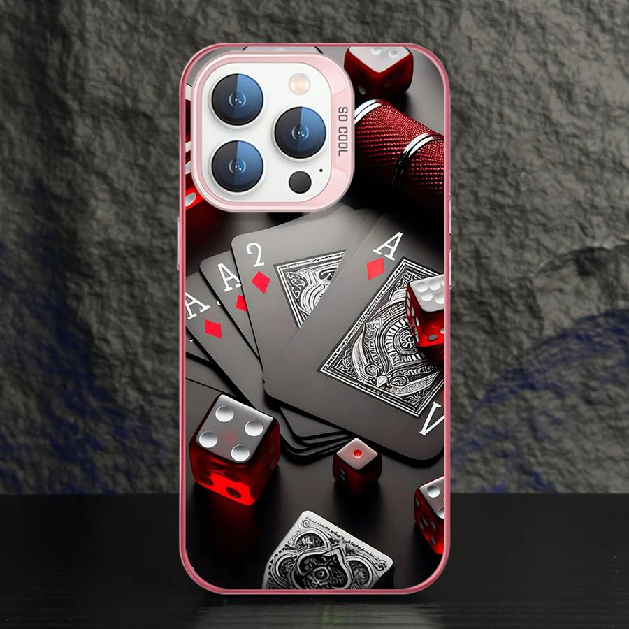 Phone Case for iPhone 15 16 Pro Max 11 13 Pro 14 Plus 12 11Pro 15Pro Max 16e Shell Cover Fundas Poker Cards And Dice