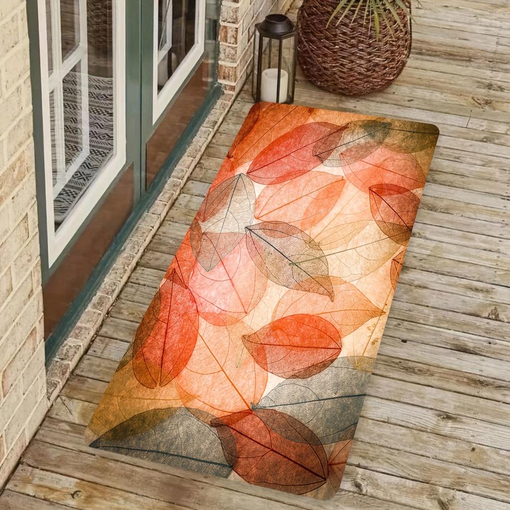 Beautiful Leaf Artistic Area Rug, Soft Non-Slip Machine Washable Floor Mat for Bathroom Kitchen Living Room Home Decor