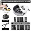 Multi Functional Vegetable Cutter with Removable Strainer Bowl and Interchangeable Blades for Slicing Dicing Grating and Peeling Kitchen Tool