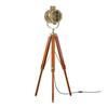 Wooden Brown and Brass Gold 5ft Height Adjustable Tripod Floor Lamp Standing with Moveable Spotlight