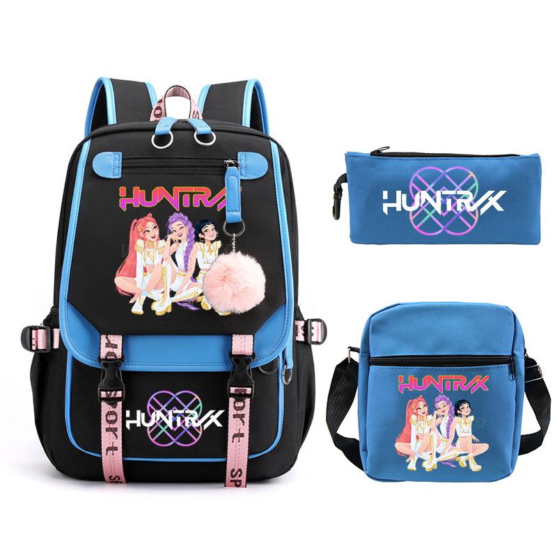 Animation Cartoon Peripheral Printing Trend Lightweight Shoulder Backpack, Primary And Secondary School Student Leisure Schoolbag Three-Piece Set
