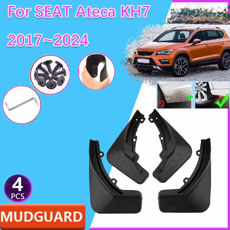 Car Fenders For SEAT Ateca KH7 2017~2025 2019 Mudguards Splash Guards Wheels Protection Covers Wheel Protector Parts Accessories nero