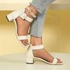 New Women's Sandals Leopard Prin Square Heel Heel Wrap One-line Buckle Women Shoes Leisure Roman Square Toe Sandalias De Mujer